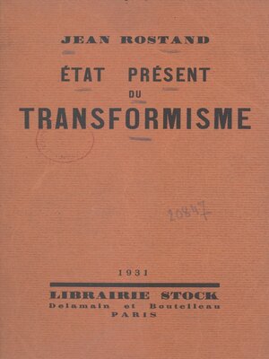 cover image of L'état présent du transformisme
